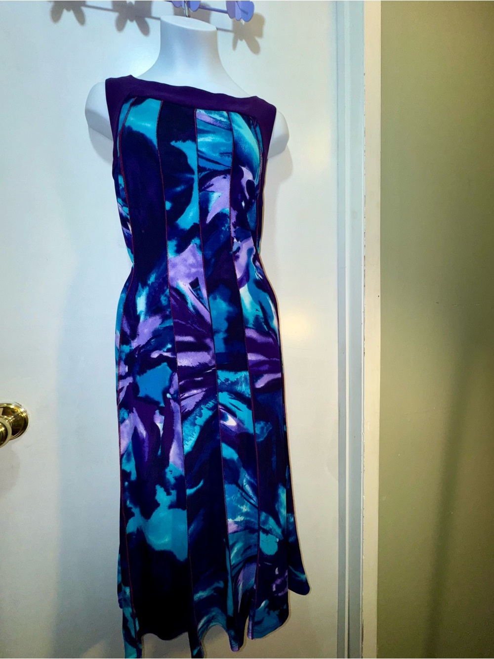 Perceptions Purple and Teal Sleeveless Maxi Dress
